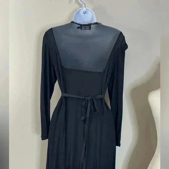 Vintage Armani Black Mesh Midi Dress Size 6 Gothic Romantic Witchy Romantic Goth - Picture 6 of 16